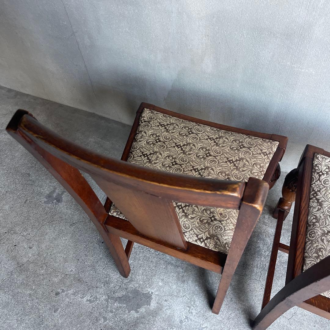 英国製 ダイニングチェア オールド アンティーク　オーク材　2脚セット