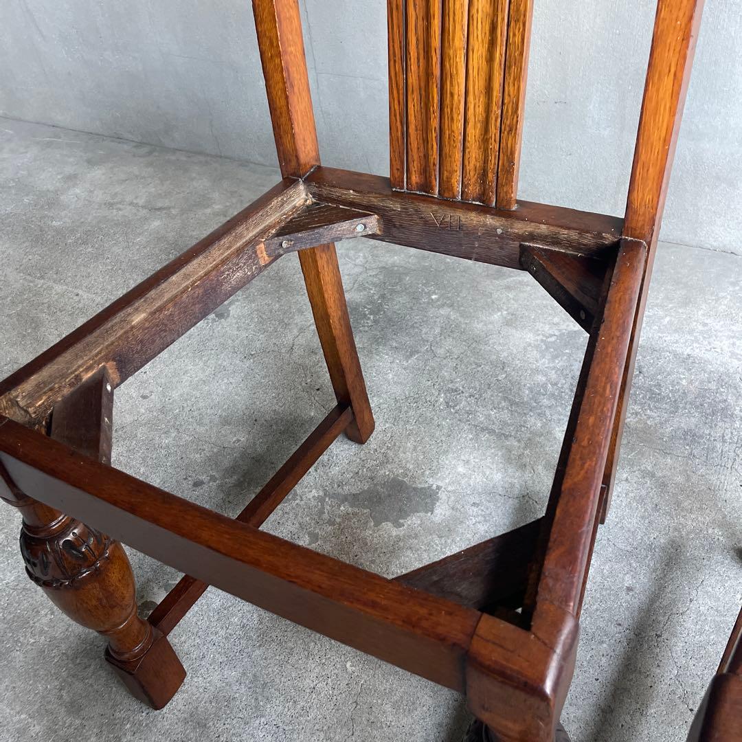 英国製 ダイニングチェア オールド アンティーク　オーク材　2脚セット