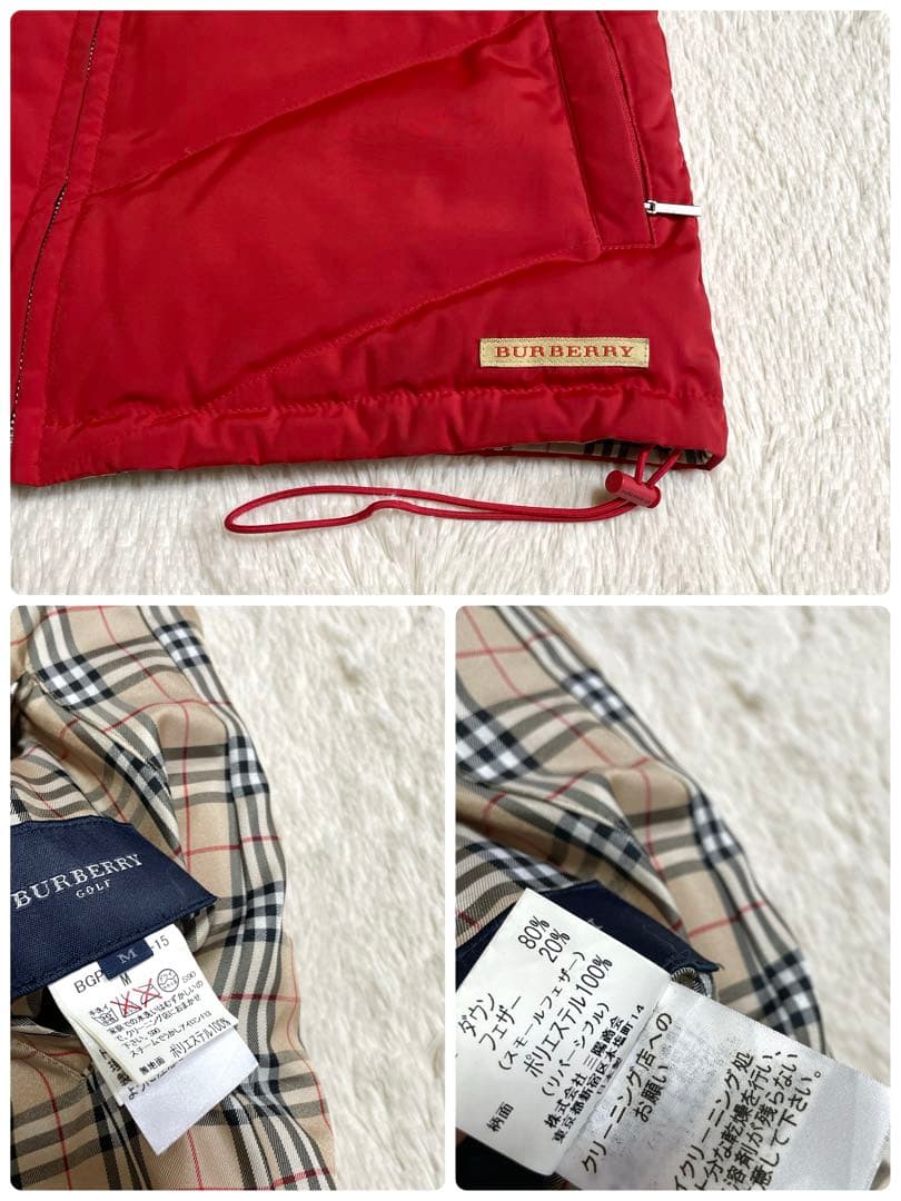 美品 BURBERRノバチェック リバーシブル ダウンベスト バーバリー ロゴ