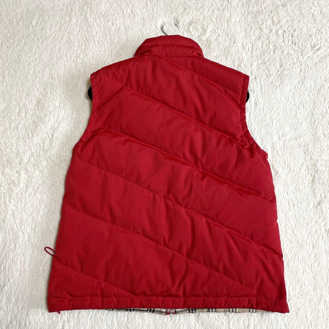 美品 BURBERRノバチェック リバーシブル ダウンベスト バーバリー ロゴ