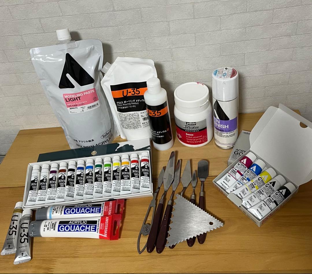 アクリルガッシュ モデリングペースト メディウム セット 未使用品あり