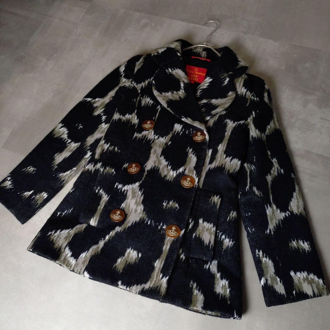 ヴィヴィアンウエストウッド ラブ襟 総柄 レオパード 豹柄 コートM
