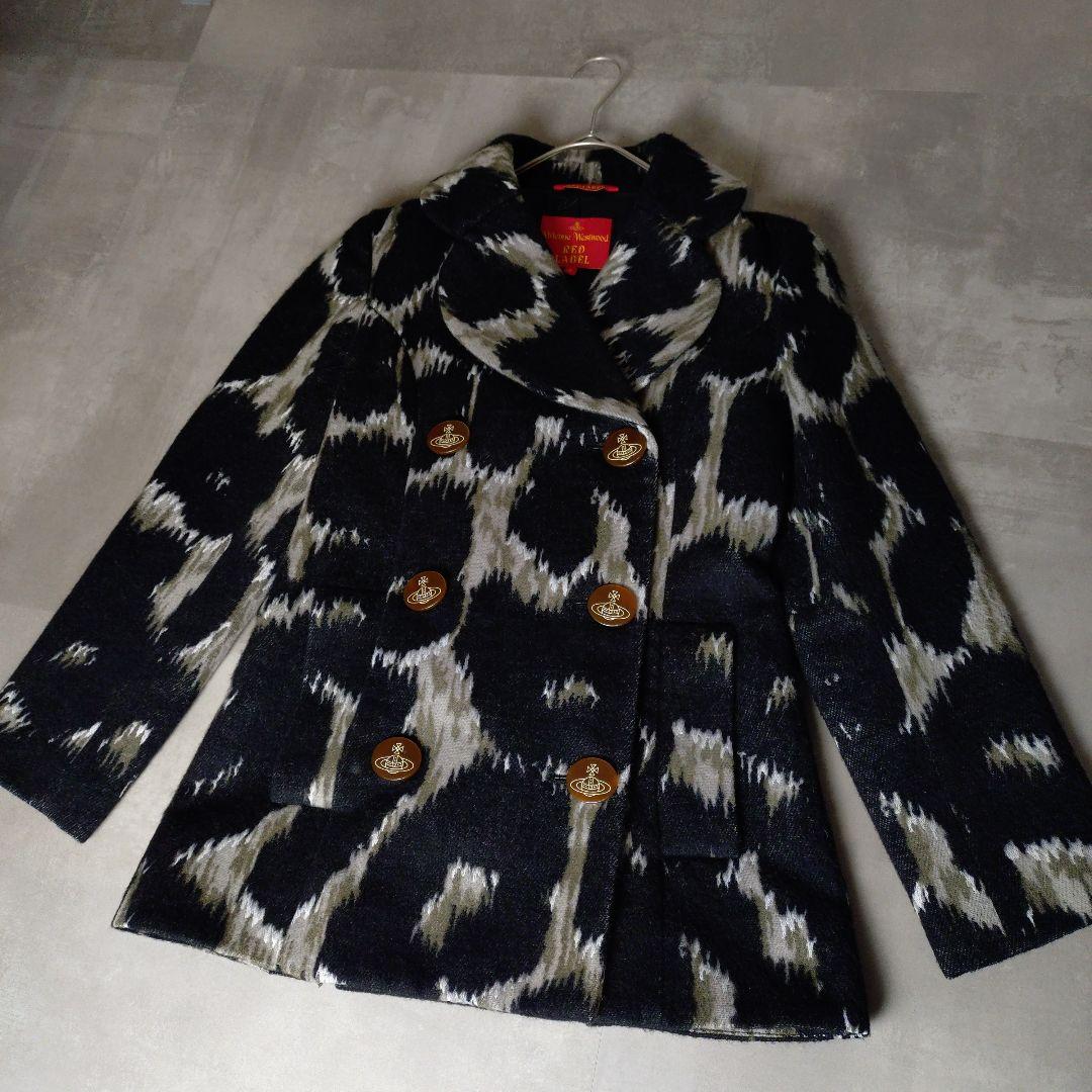 ヴィヴィアンウエストウッド ラブ襟 総柄 レオパード 豹柄 コートM