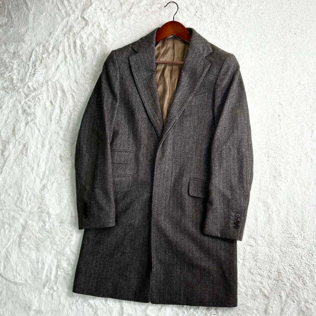 美品　GLR ロロピアーナ ヘリンボーン　チェスターコート グレージュ　S