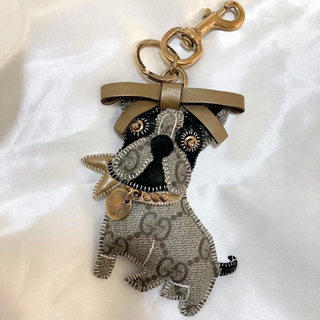 GUCCI グッチ グッチョリ チャーム フレンチブルドッグ GG柄 リボン