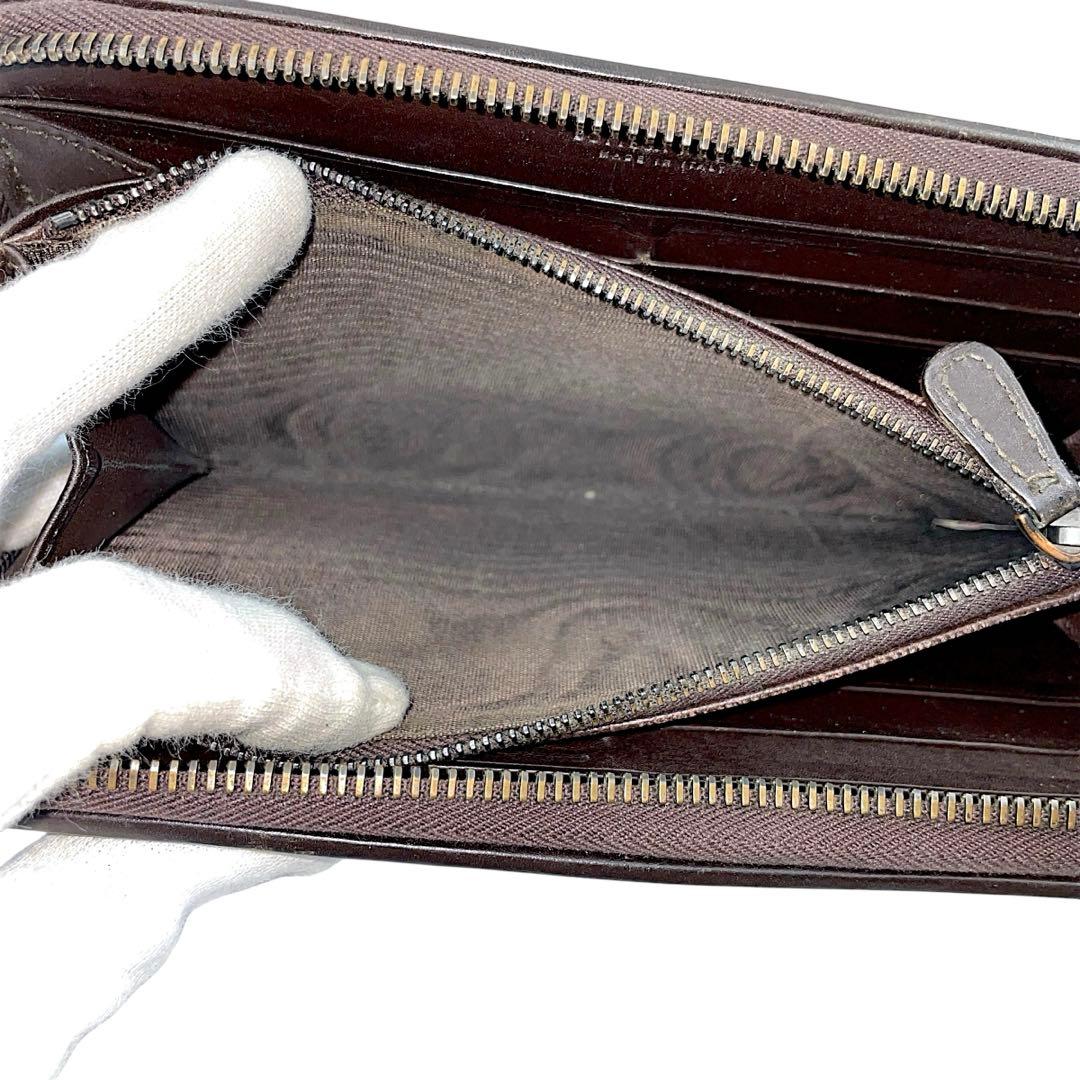 【極美品】ボッテガヴェネタ　長財布　イントレチャート　こげ茶　ラウンドファスナー