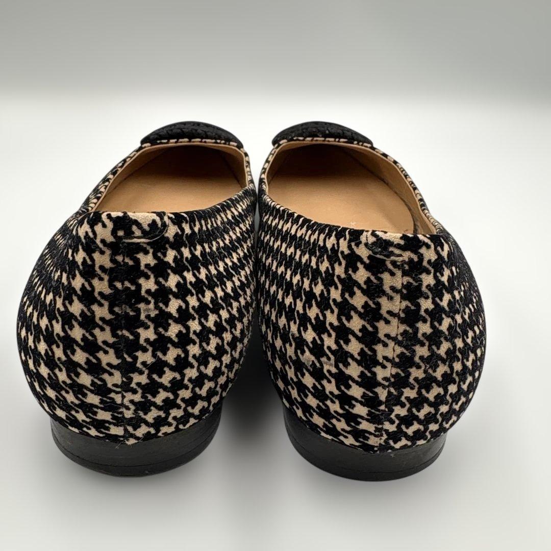 美品✨ペリーコ　フィッビア　千鳥柄　ポインテッドトゥ　フラットシューズ　黒×茶