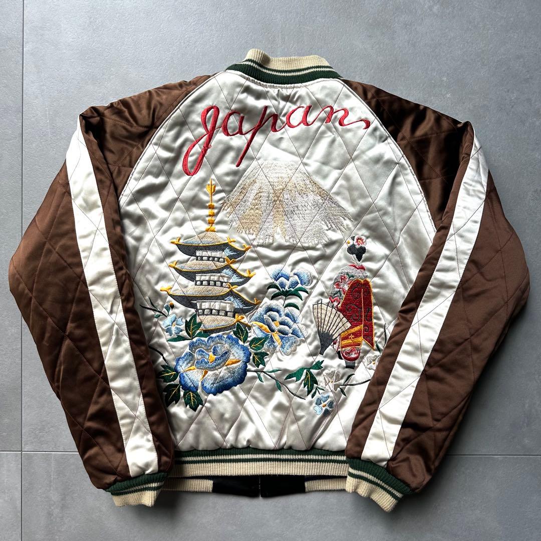 テーラー東洋 スーベニア スカジャン 虎 サテン キルティング 黒 鷹 メンズ