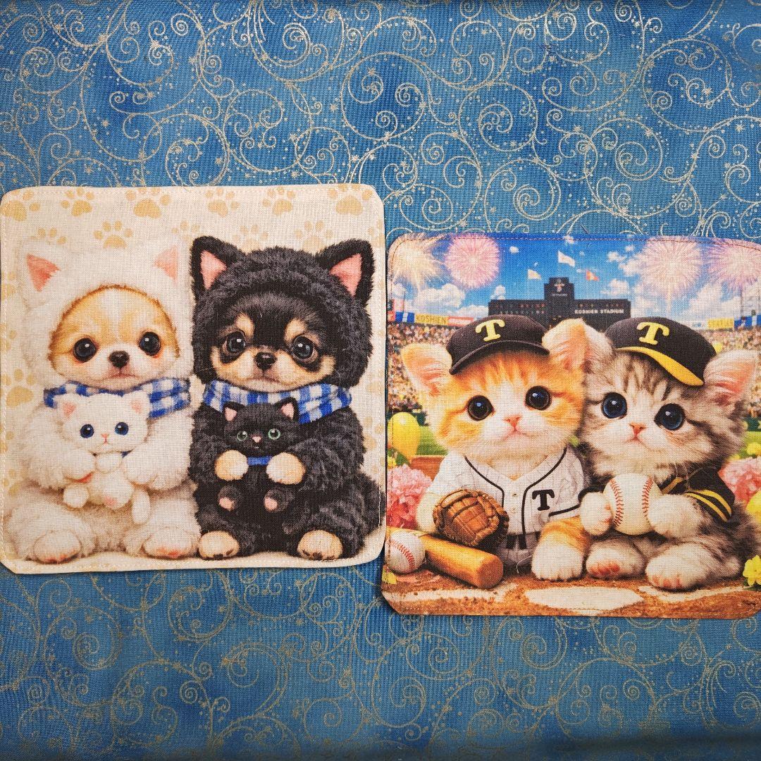 マーブル☆　ハンカチ　ワンにゃんこ柄12/28