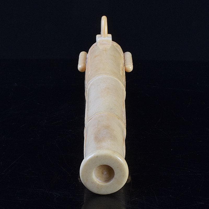 ナリトラ 時代提げ物　獣骨彫刻　銃型　矢立　筆入　C　9209