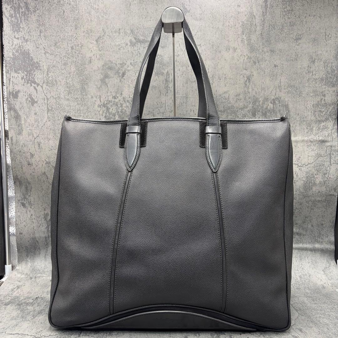 美品 フェラガモ トートバッグ 肩掛け オールレザー ビジネスバッグ 黒 メンズ