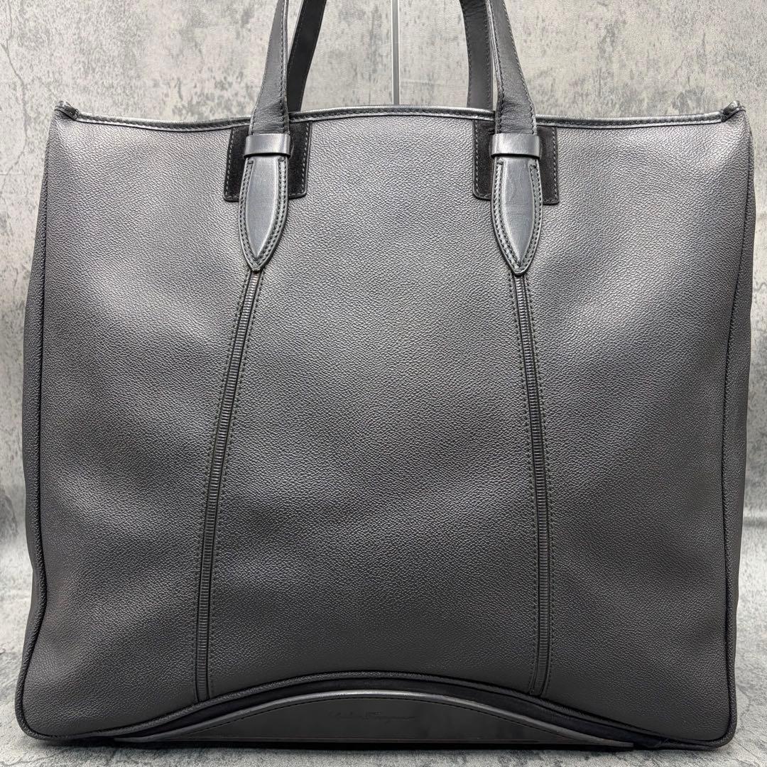 美品 フェラガモ トートバッグ 肩掛け オールレザー ビジネスバッグ 黒 メンズ