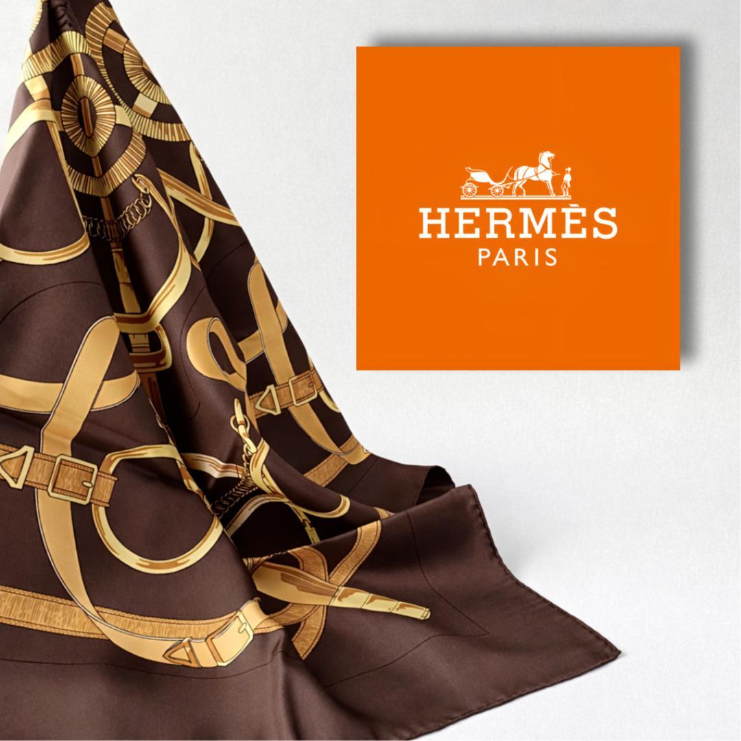 【美品】エルメス カレ90 Eperon d'Or 黄金の拍車 シルク スカーフ