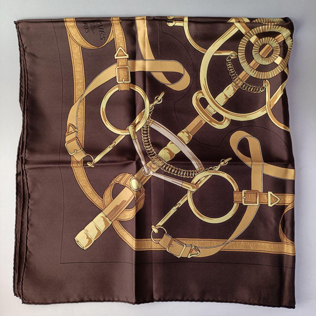 【美品】エルメス カレ90 Eperon d'Or 黄金の拍車 シルク スカーフ