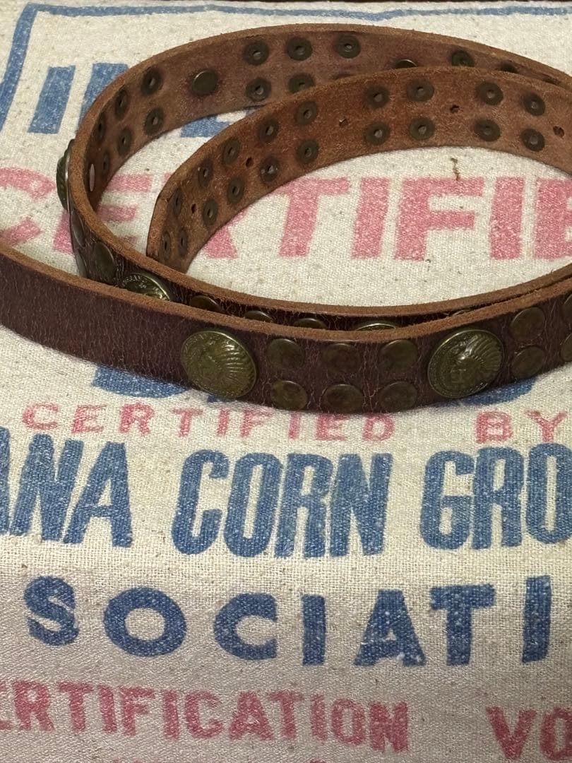 【新品、未使用】RRL/ダブルアールエル /&スタッズ ナローベルト