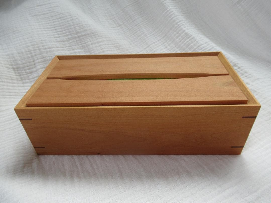 無垢オイル仕上げ 真鍮 ティッシュボックス ティッシュケース 国産 山桜 木製