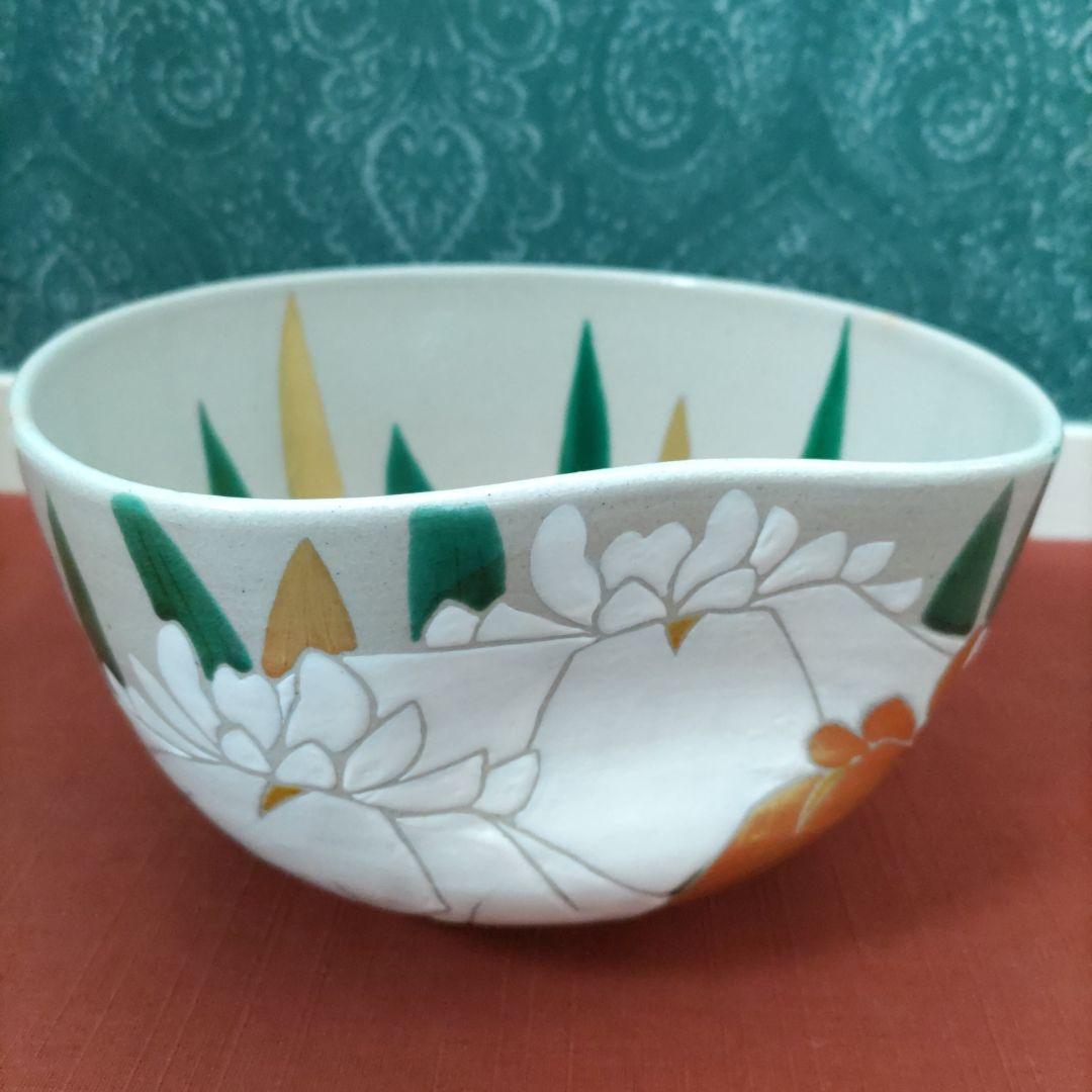 ★値下げ更新❗️茶道具　菓子鉢 　通次阿山造　色絵花菖蒲