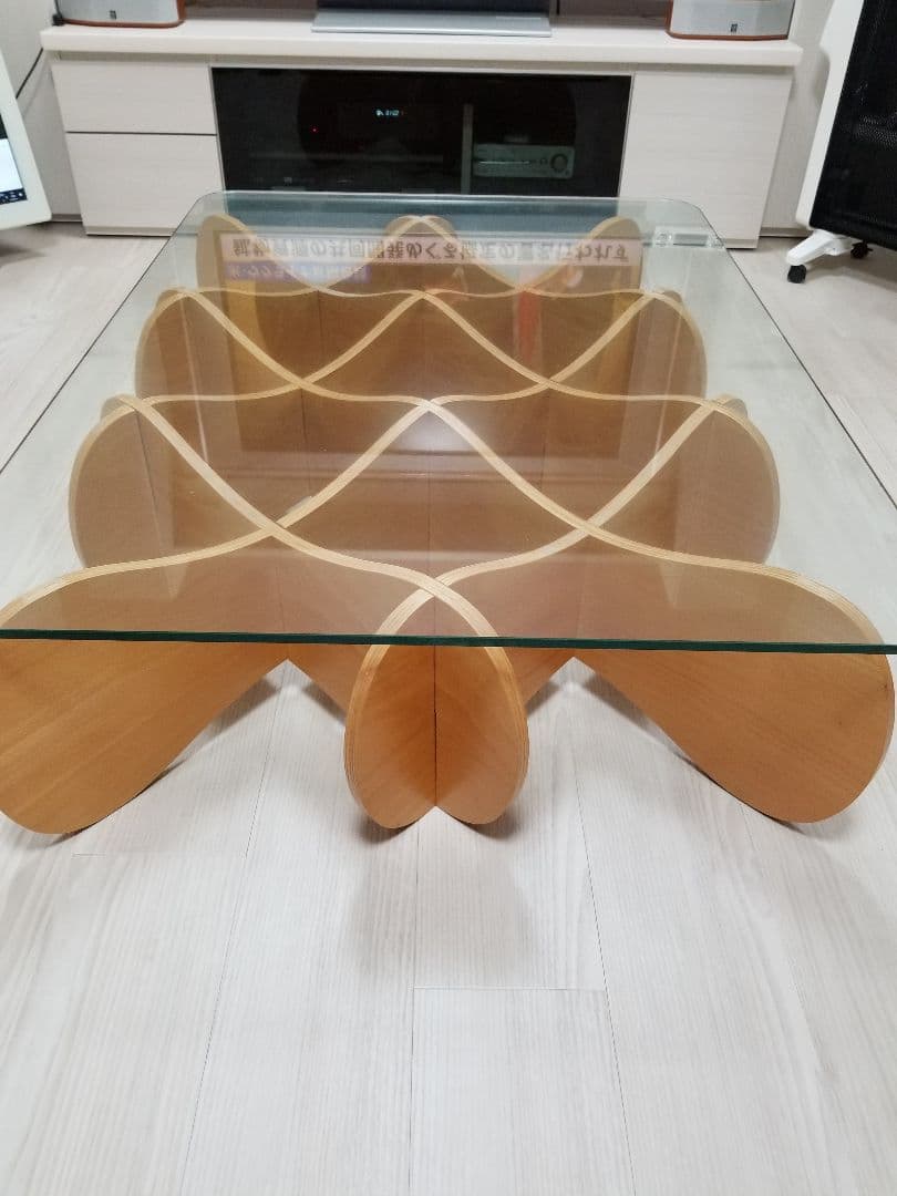 ガラス天板 木製センターテーブル