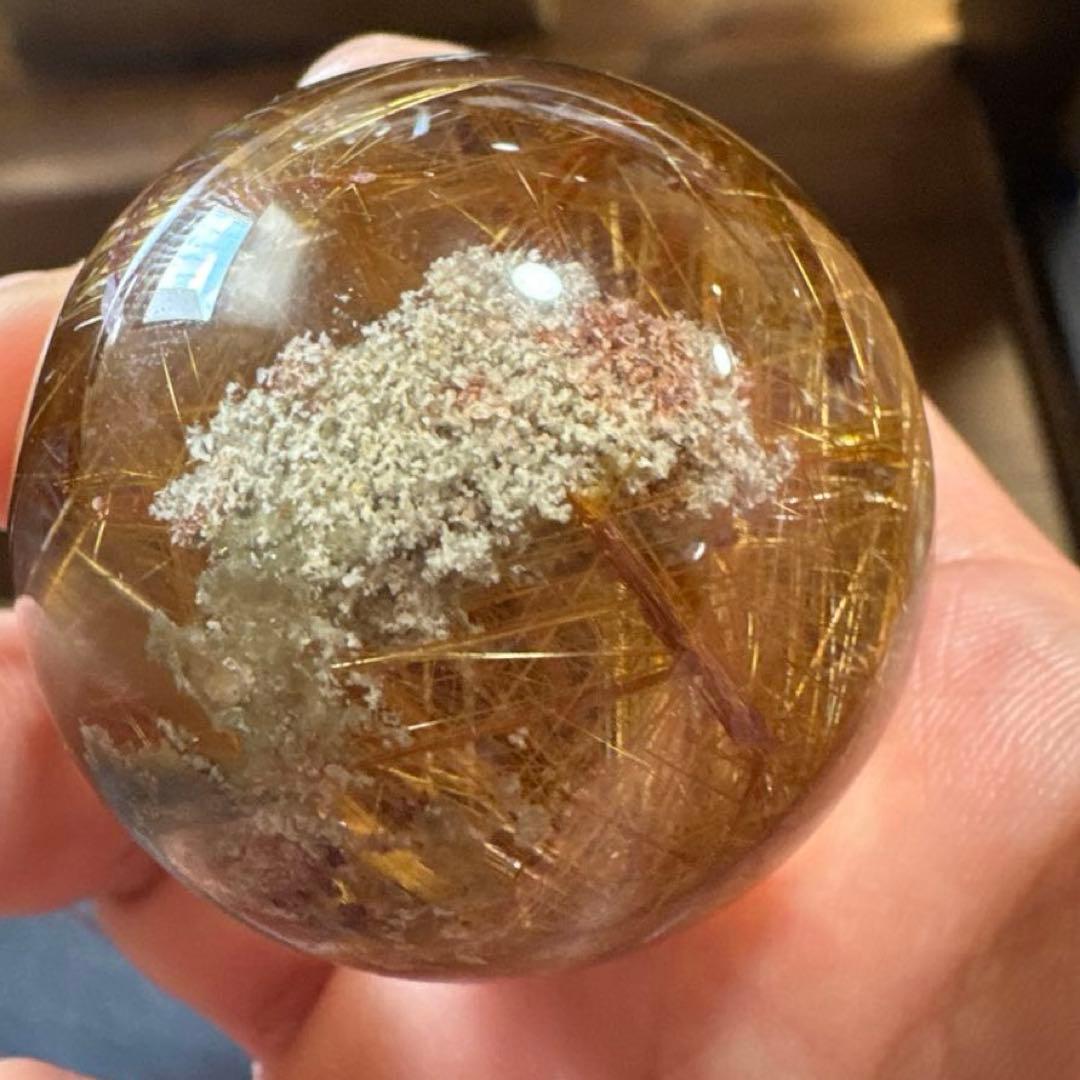 【極上品】ゴールドルチルスフィア 丸玉　ガーデン共生　約4.7cm