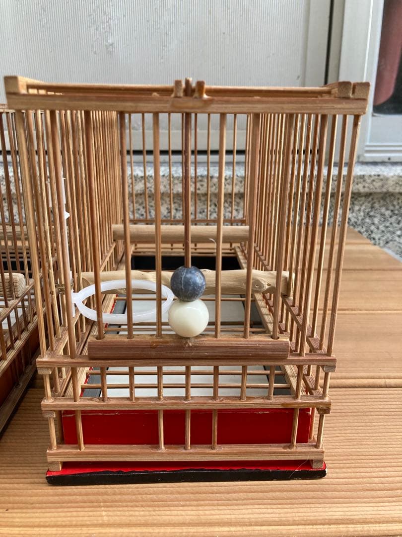 竹細工　めじろかご　鳥かご　 6個　木製寝かせ箱セット