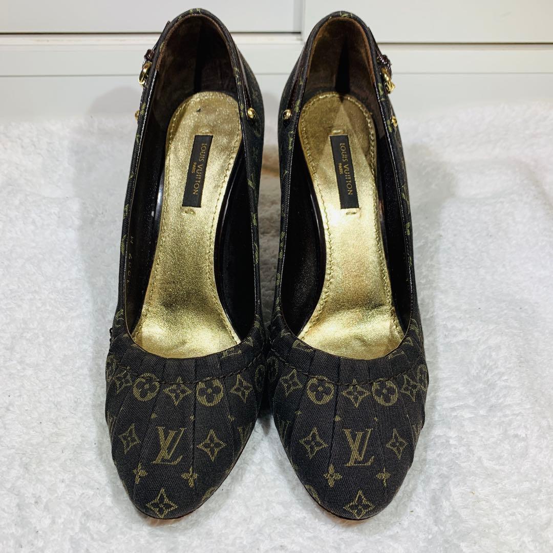 ⭐️ルイヴィトン パンプス モノグラム ベルトデザイン キャンバス、23.5cm