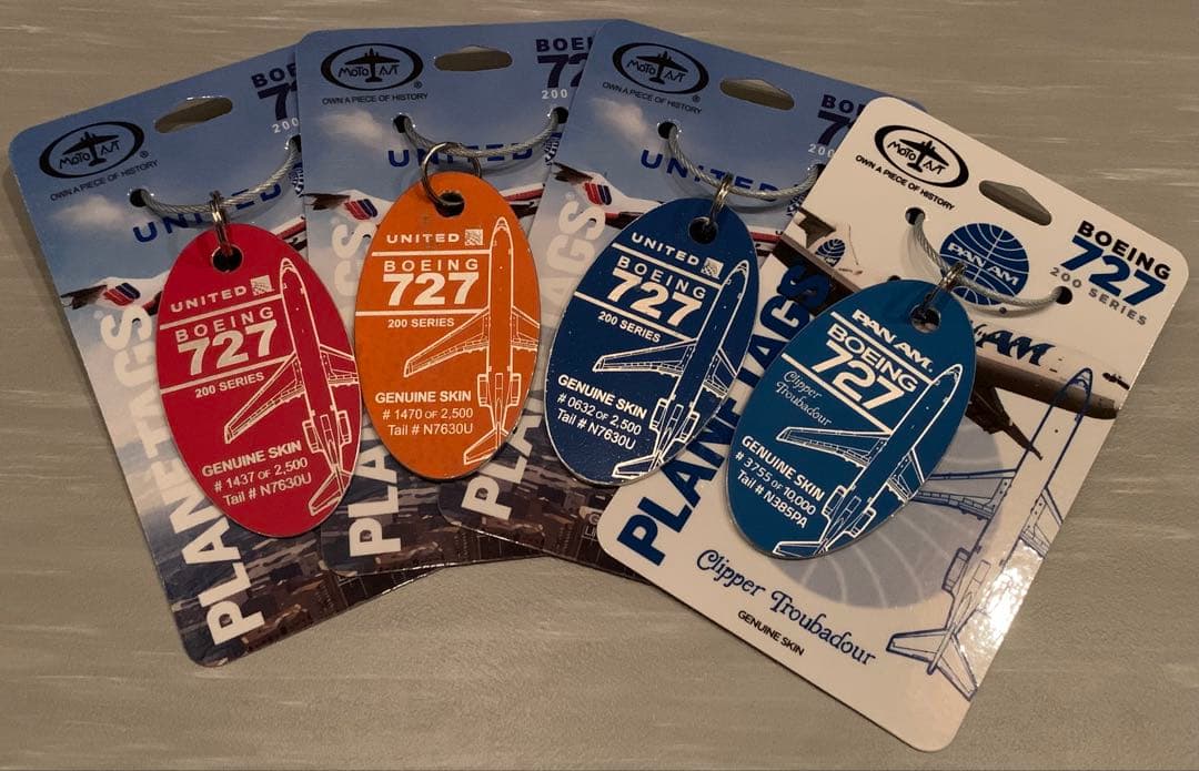B727 ユナイテッド航空 パンナム航空 Planetags 4枚セット