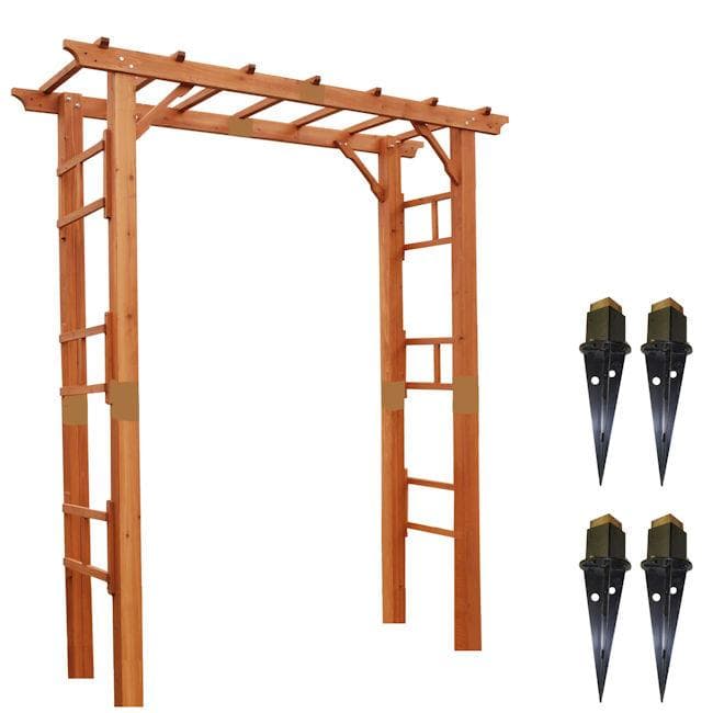 天然木製フレックスパーゴラアーチ（土中用金具セット）木製アーチ（191）