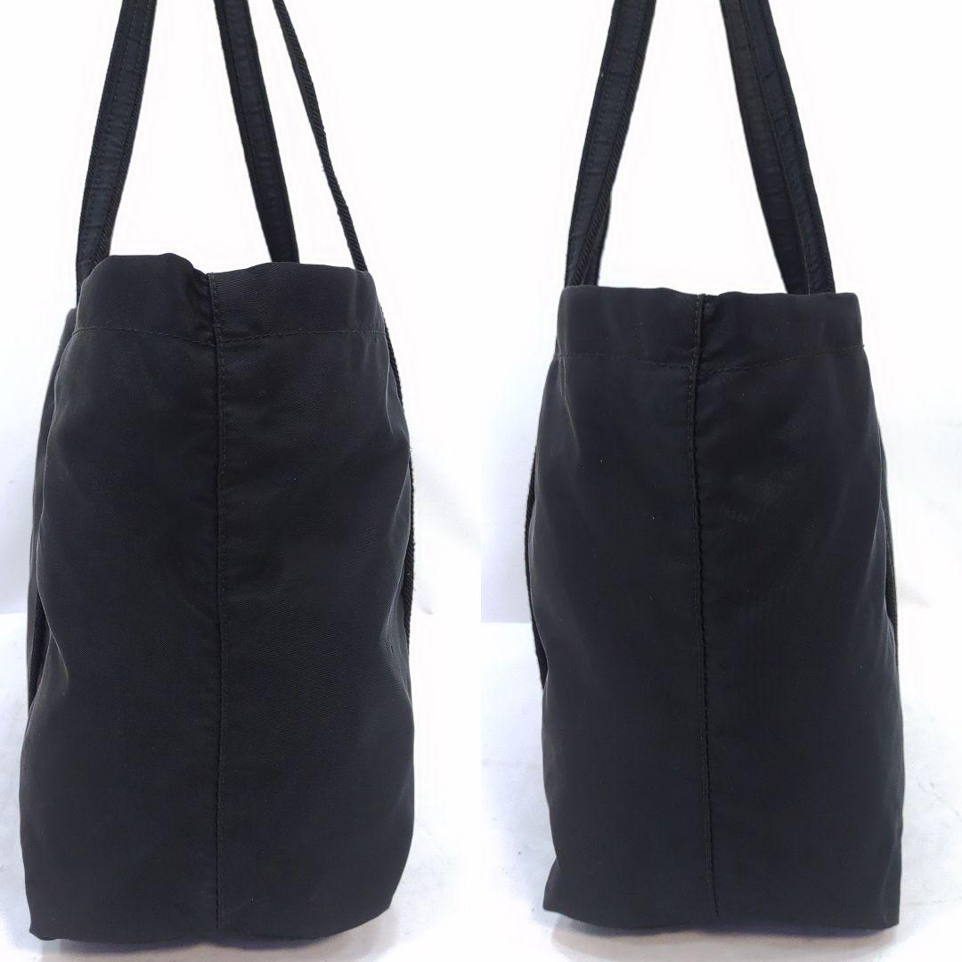 プラダ トートバッグ ハンドバッグ ナイロン 肩掛 ブラック 刺繍ロゴ ギャラ付