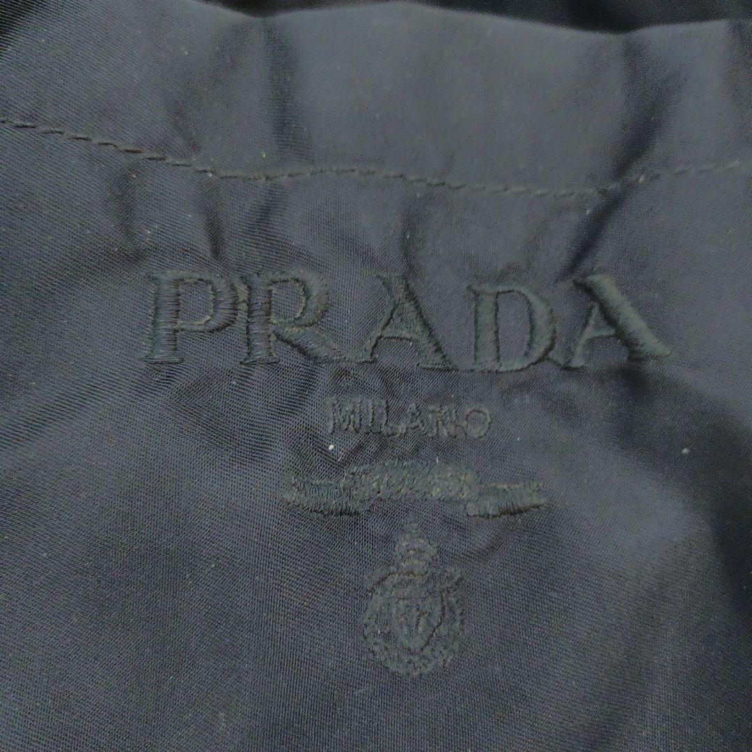 プラダ トートバッグ ハンドバッグ ナイロン 肩掛 ブラック 刺繍ロゴ ギャラ付