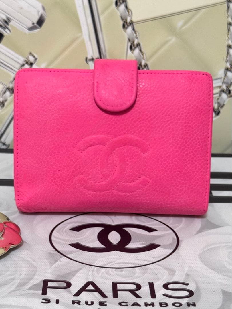 美品✨️シャネル カンボンライン ラムスキン がま口 2つ折り財布 ✨️③