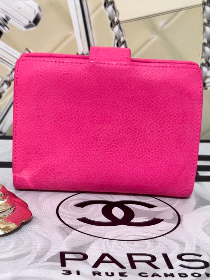 美品✨️シャネル カンボンライン ラムスキン がま口 2つ折り財布 ✨️③