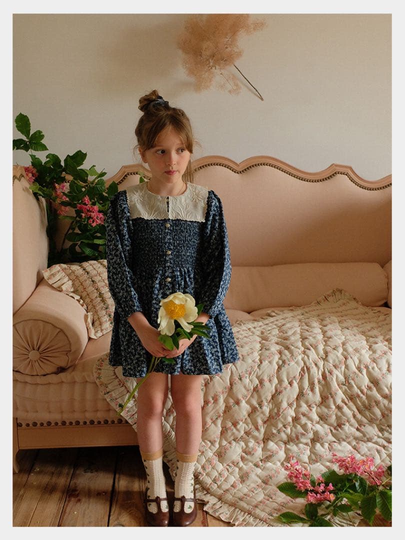 ワンピース Bonjour diary Blue denim dress 6Y