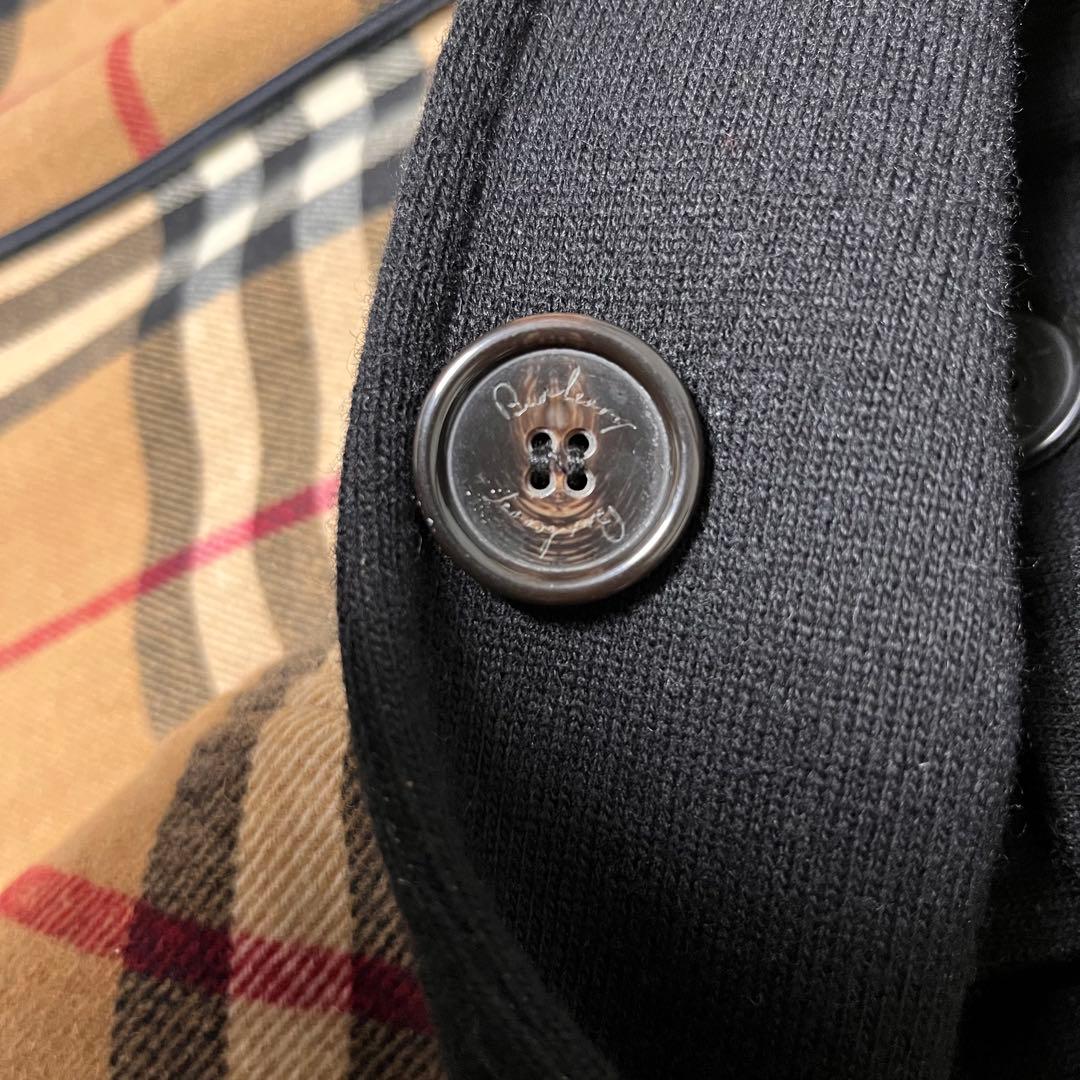 【美品】バーバリーロンドン ステンカラーコート ロング丈 メガチェック 黒 S