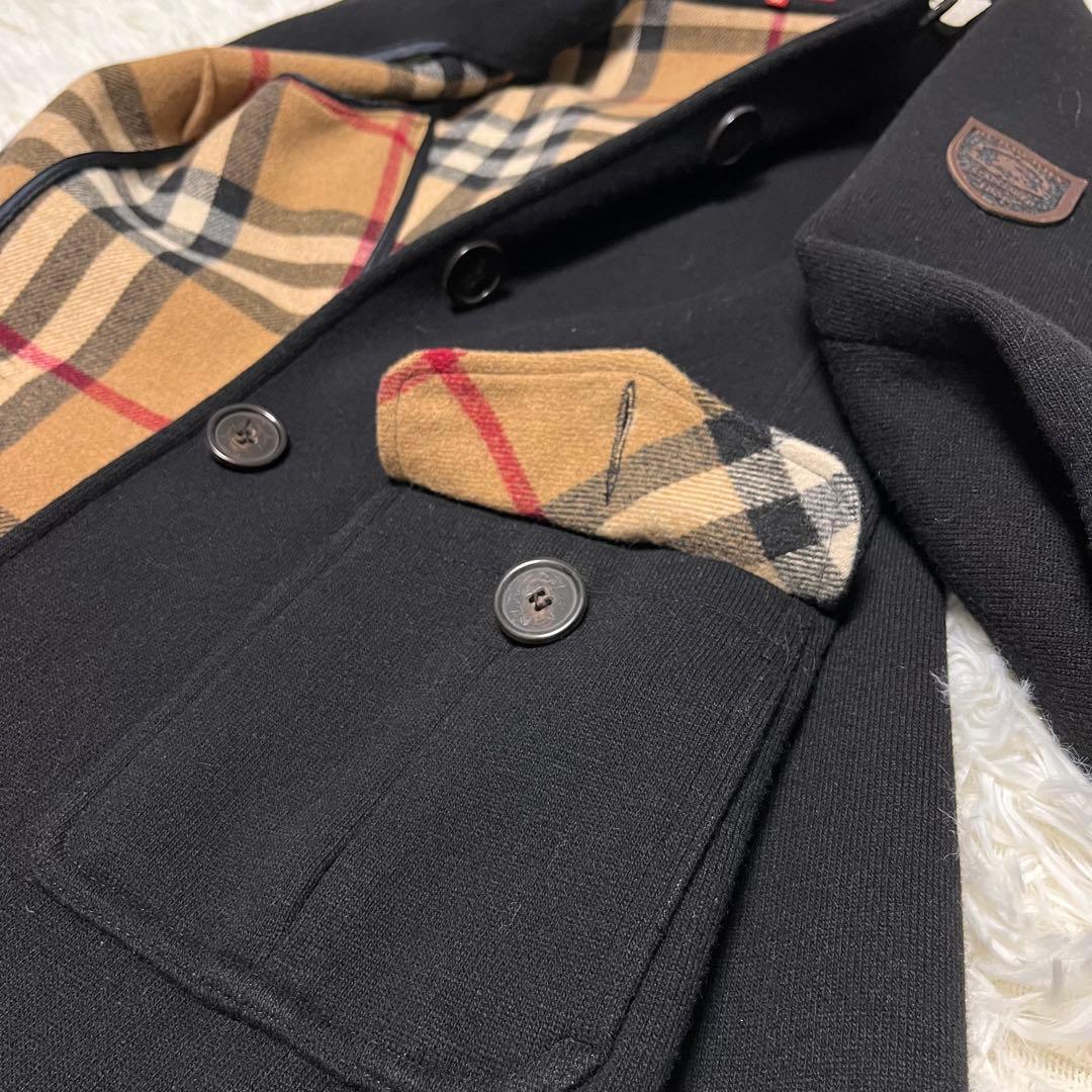 【美品】バーバリーロンドン ステンカラーコート ロング丈 メガチェック 黒 S