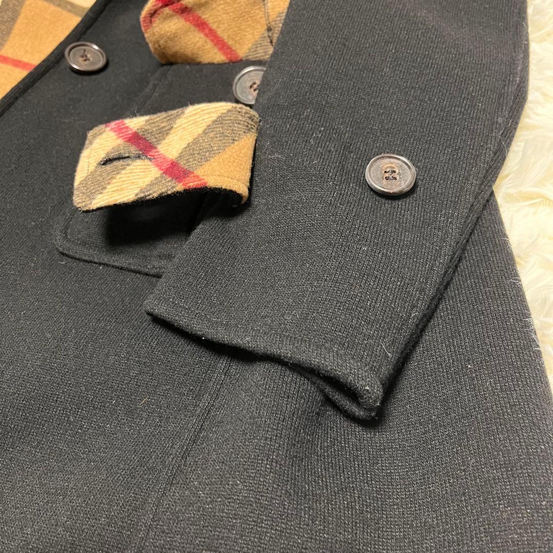 【美品】バーバリーロンドン ステンカラーコート ロング丈 メガチェック 黒 S