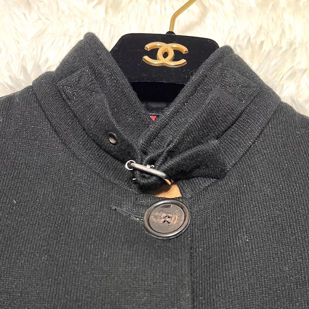 【美品】バーバリーロンドン ステンカラーコート ロング丈 メガチェック 黒 S