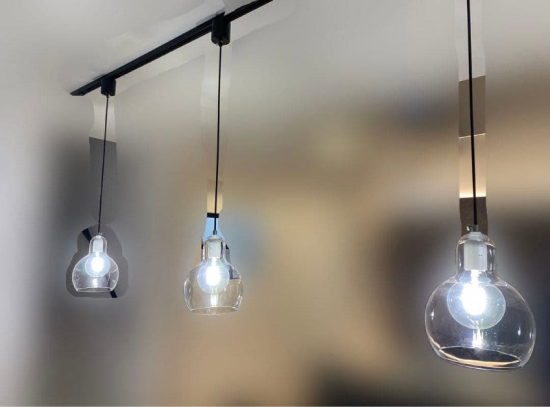 ペンダントライト ガラス 北欧　3灯　LEDフィラメント電球3個付き