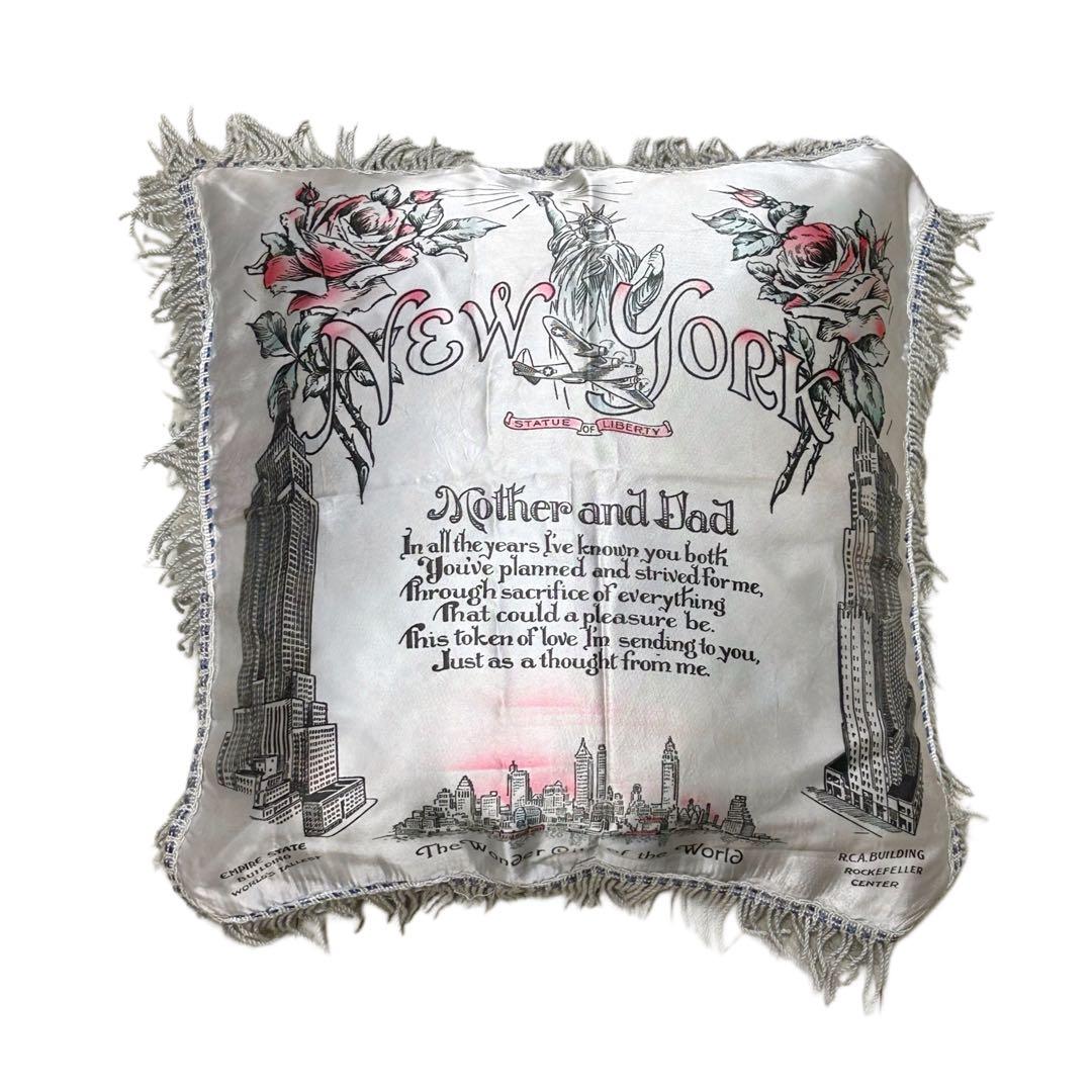 40s ビンテージ スーベニア クッション アンティーク雑貨 ニューヨーク