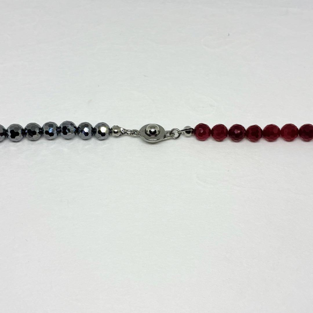 AAAルビー128面カット6mm&テラヘルツ6mmネックレス45cm