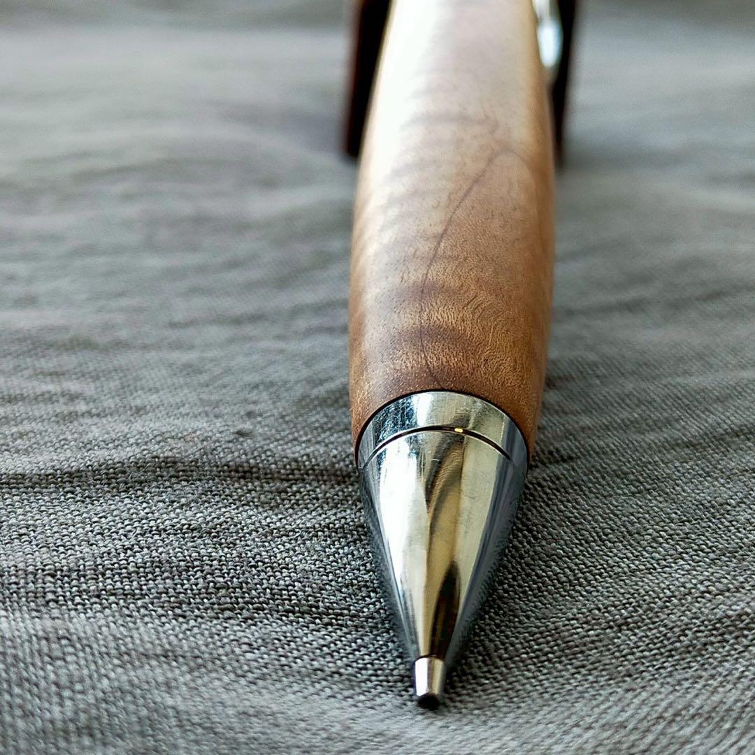 ハンドメイド　木軸シャープぺン　楓　縮杢　0.5mm　ウッドペン　天然木