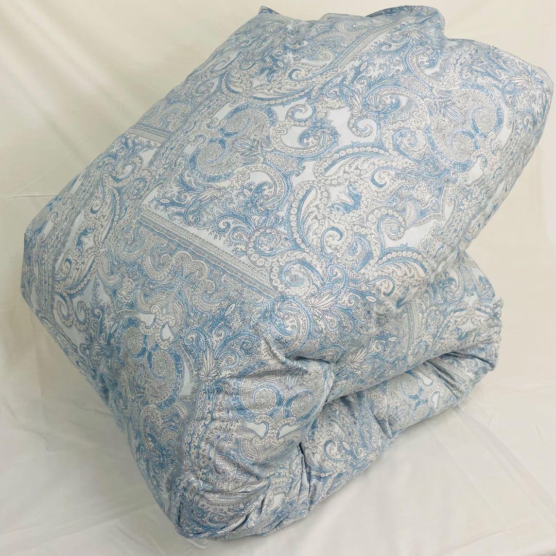 羽毛布団 シングル ポーランド産ホワイトマザーグース 軽量生地 25738ブルー