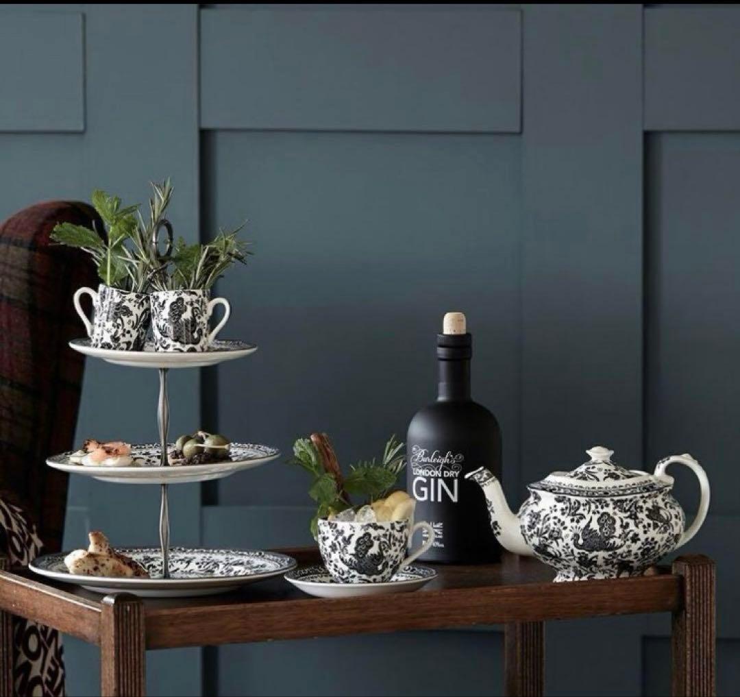 バーレイ ブラックリーガルピーコックケーキスタンド３段　burleigh 未使用