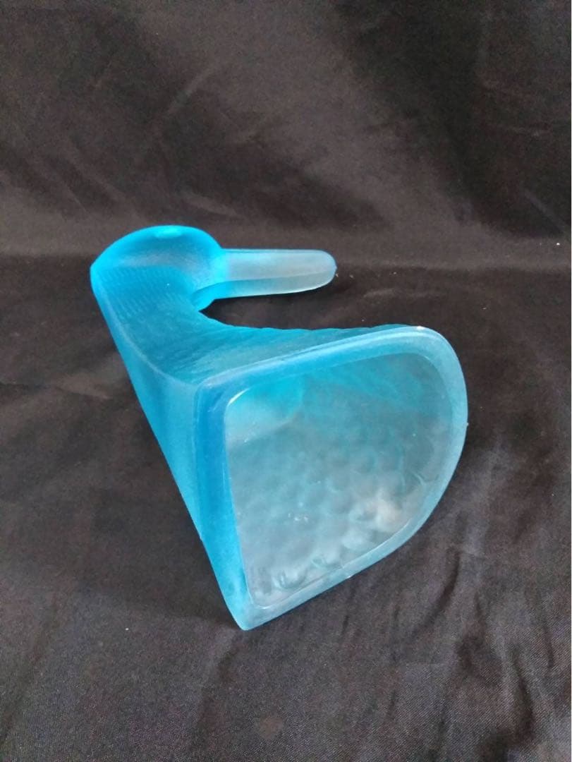 鴨　カモ　置物　オブジェ　ガラス　ブルーガラス