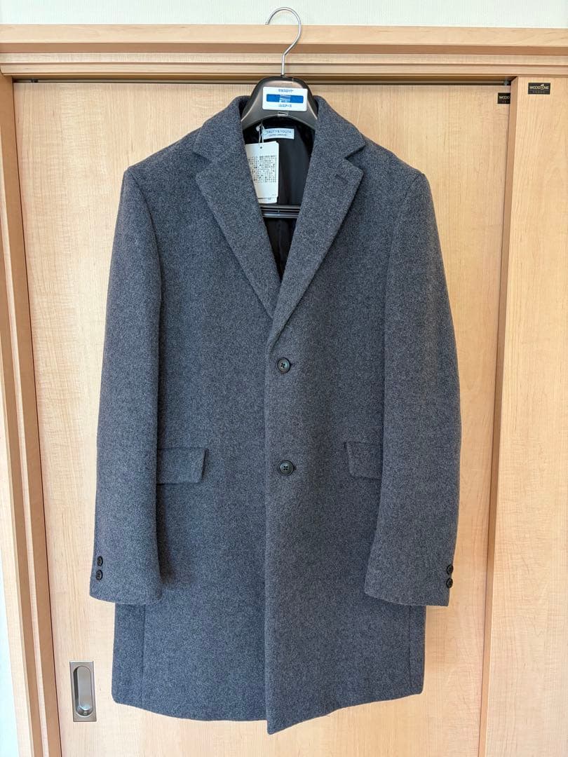 BEAUTY&YOUTH PE メルトン チェスターコート　ダークグレー　XL