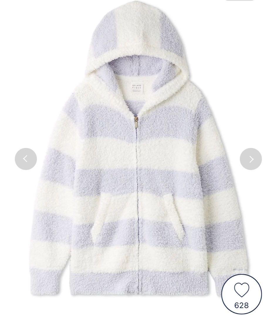 【新品タグ付ブルー】ジェラートピケ2ボーダーパーカー&ロングパンツ　セットアップ