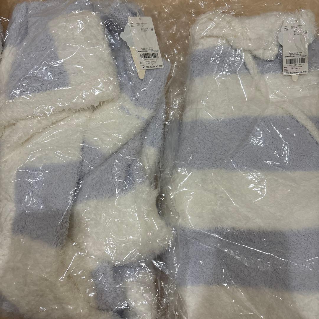 【新品タグ付ブルー】ジェラートピケ2ボーダーパーカー&ロングパンツ　セットアップ