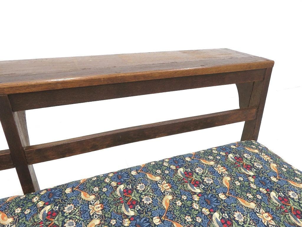 アンティーク　オーク材　ウィリアムモリス　チャーチベンチ　教会　チャーチチェア