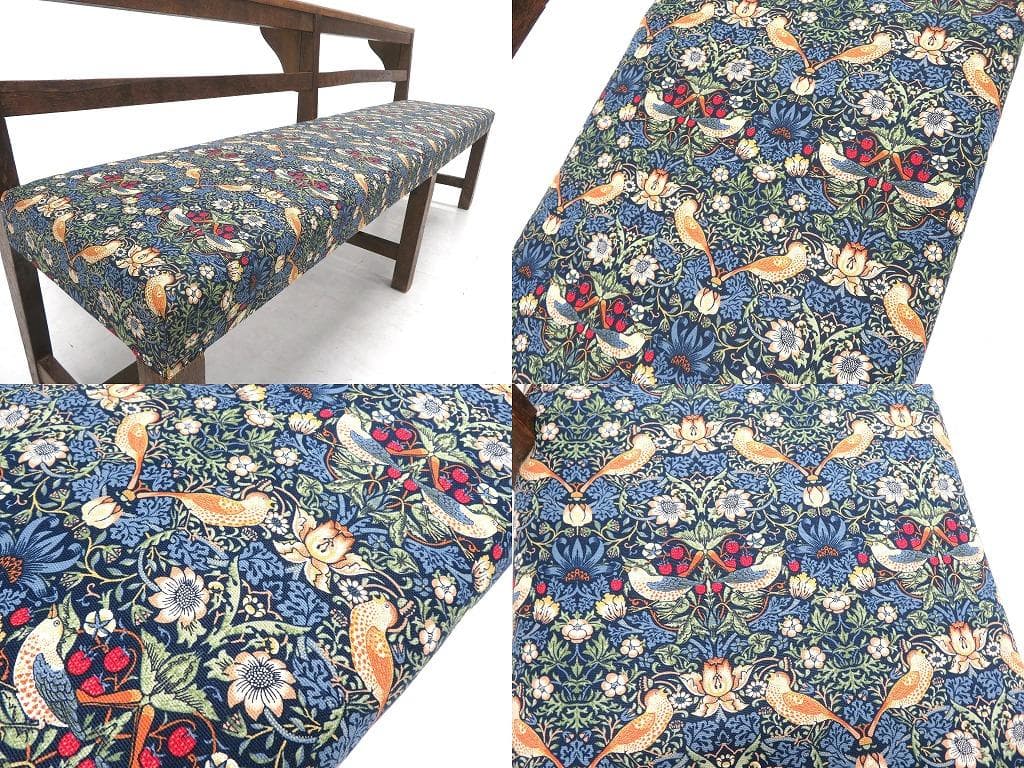 アンティーク　オーク材　ウィリアムモリス　チャーチベンチ　教会　チャーチチェア