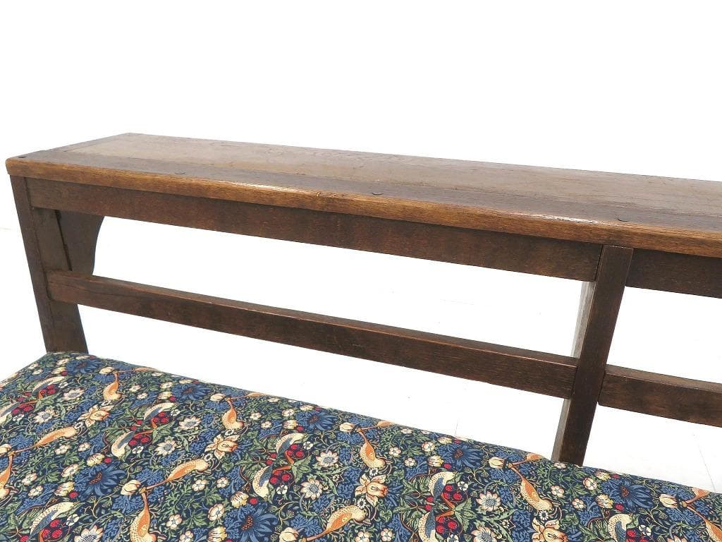 アンティーク　オーク材　ウィリアムモリス　チャーチベンチ　教会　チャーチチェア