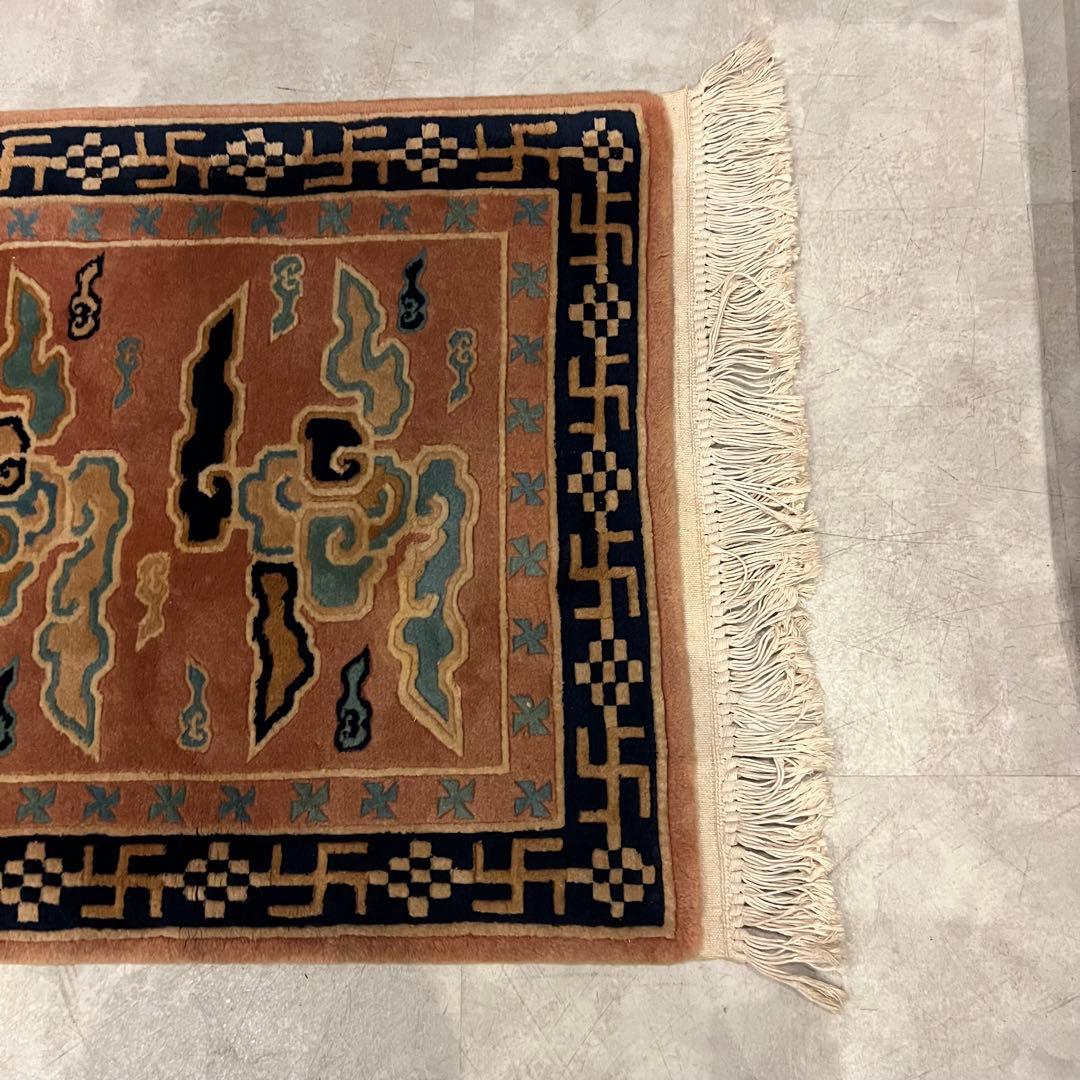 高級 690×1370mm 川島織物 中国段通 ラグ 絨毯 有栖川瑞雲